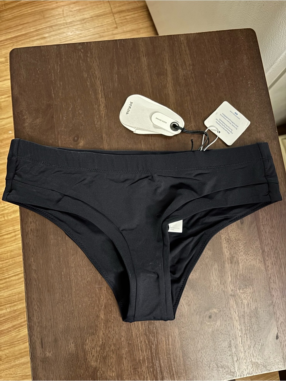 BNWT Prana Women's Black Bikini Bottom, size small. Style is upswell bottom